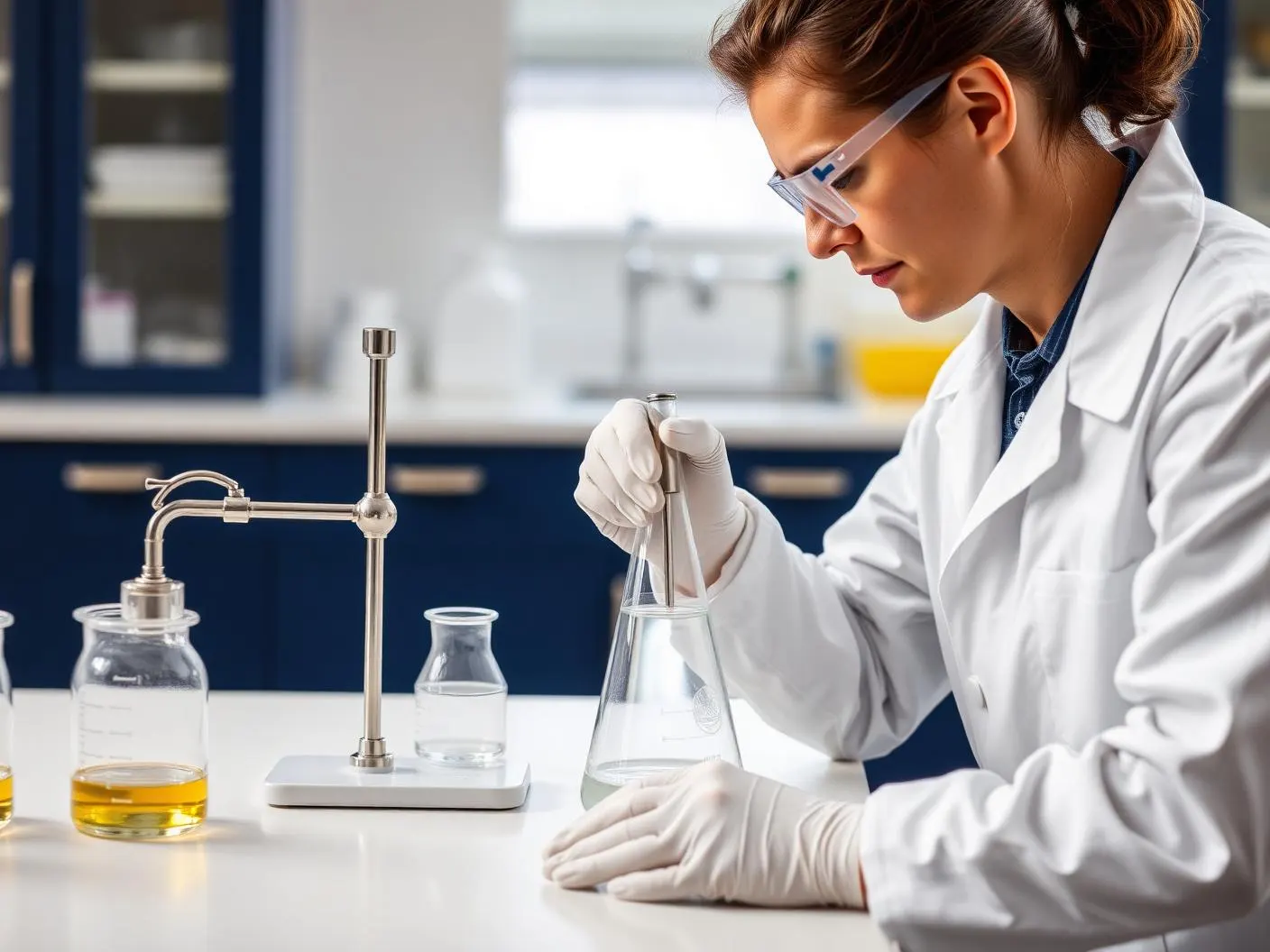 Scientist examining a sample in a quality control laboratory